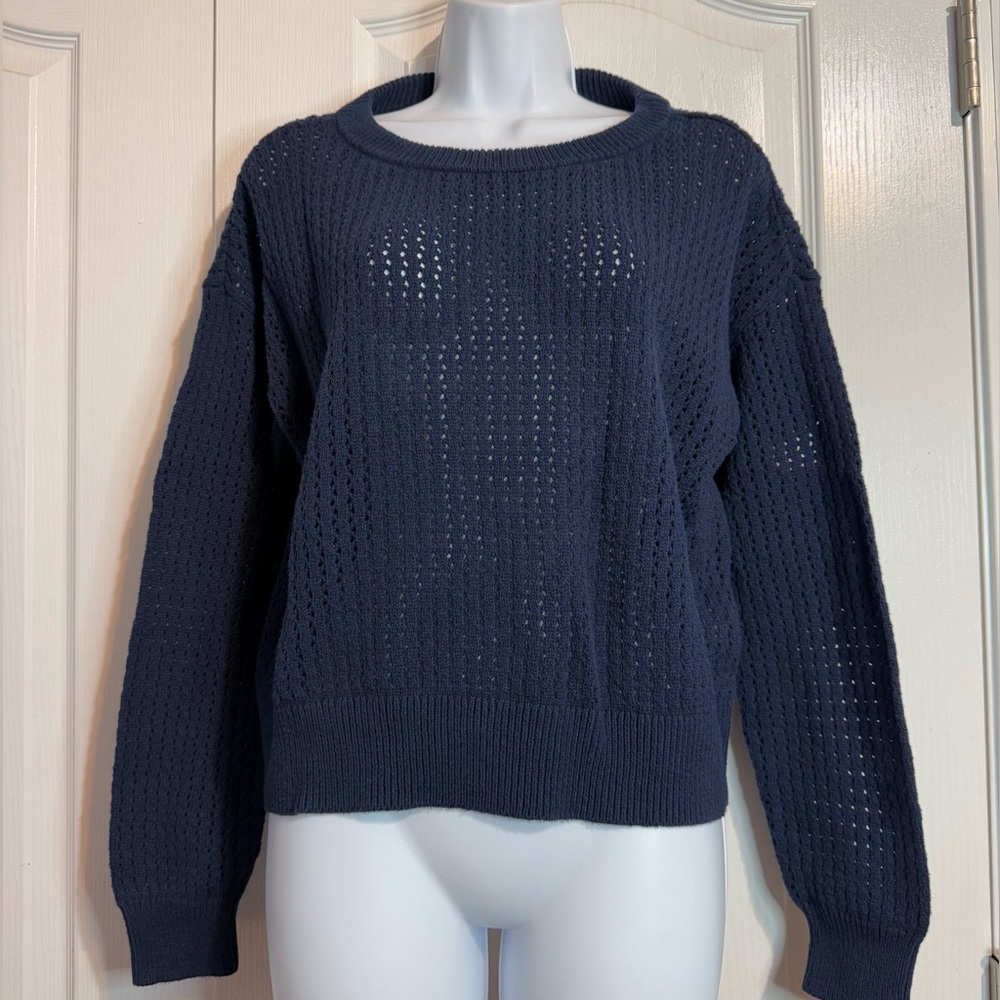 Lucky Brand Navy Blue Open-Knit Pullover Sweater 💙